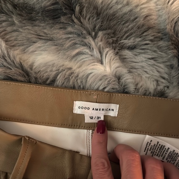 Good American Tan Boot Cut Faux leather pants (missing button) - Picture 5 of 7